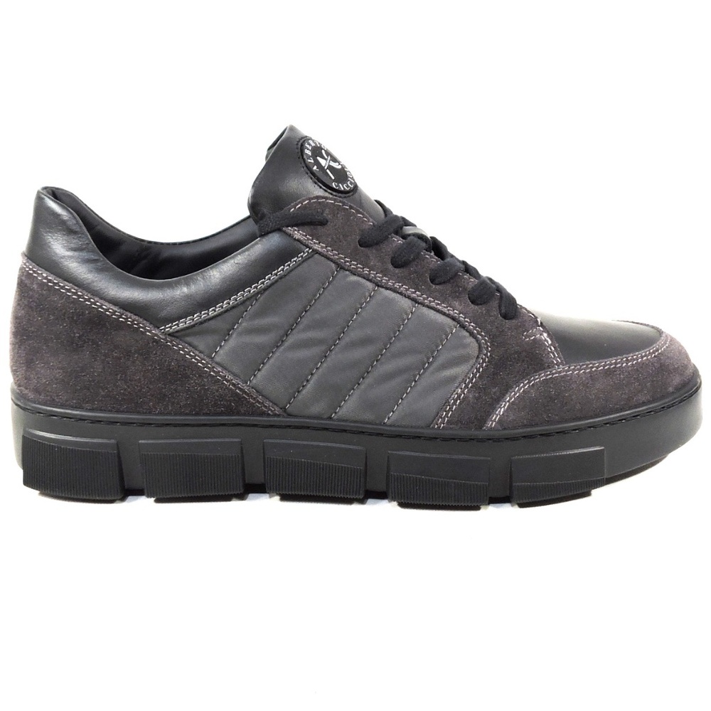 ALBERTO CICCIOLI 🇮🇹 MEN'S BLACK LEATHER COMFORT FASHION SNEAKERS - Picture 4 of 7